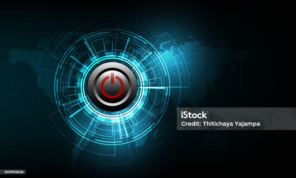Backdrop Button Computer Vector Red Power Button On Technology Background Stock Illustration ...