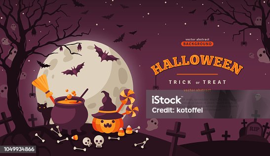 istock Halloween Banner with Spooky Forest 1049934866