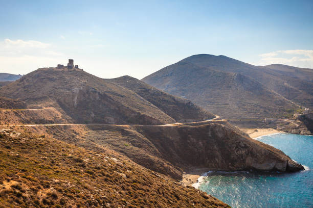 greek coastline on peloponnese, mani peninsula - mani peninsula imagens e fotografias de stock