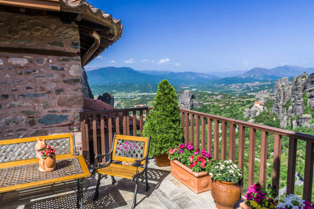 istock Balcony of the Orthodox mountain monastery 1049938562