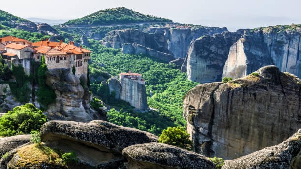 istock Rocky mountains and mountain monasteries 1049941742