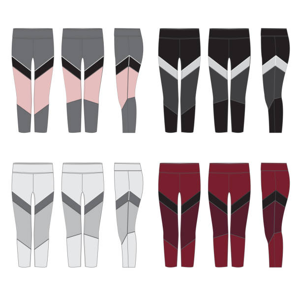 Vector template for Women's leggings Vector template for women's active leggings leggings stock illustrations