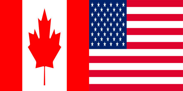 flagge der usa und kanada  - canada american flag canadian culture usa stock-fotos und bilder
