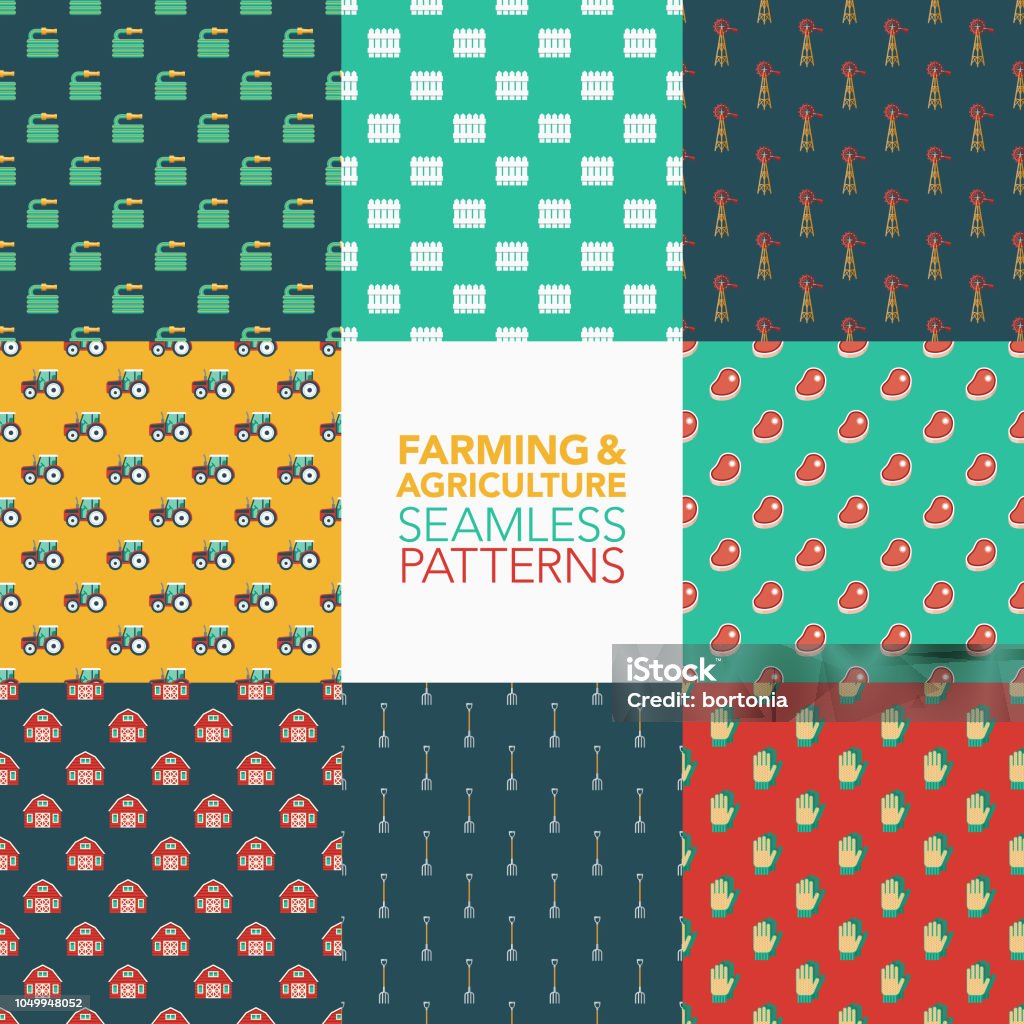Pattern For Farming Farming Agriculture Seamless Pattern Set Stock Illustration - Download ...
