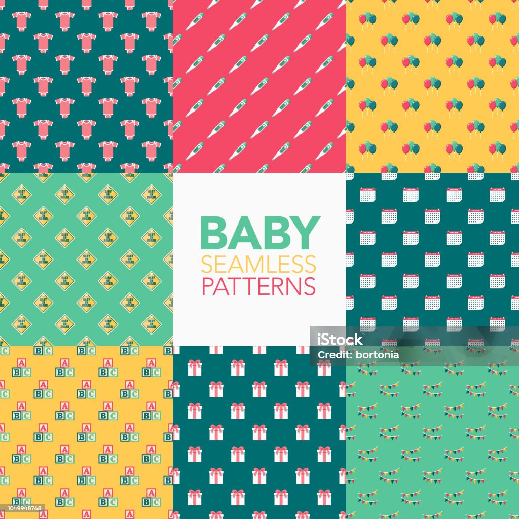 Babyish Pattern Baby Seamless Pattern Set Stock Illustration - Download Image Now ...