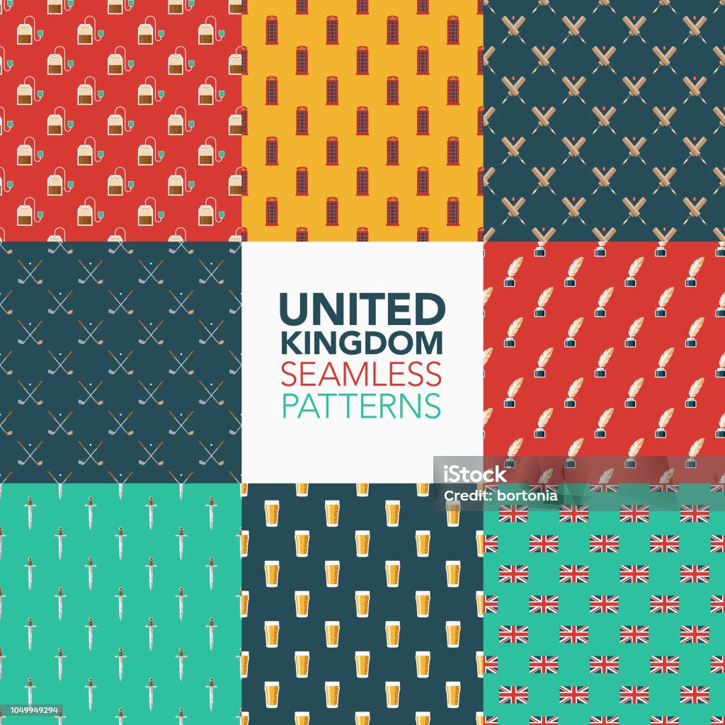 Uk Classic Pattern Design Britain Seamless Pattern Set Stock Illustration - Download Image Now ...