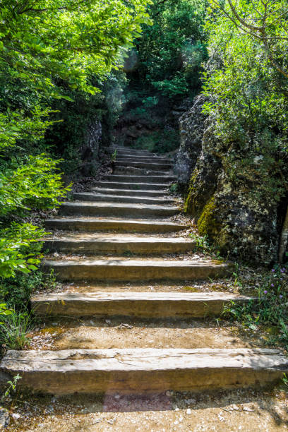 istock A wooden staircase leads to the mountain monastery 1049953854