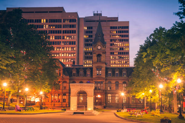 istock Halifax City Hall at night 1049960152