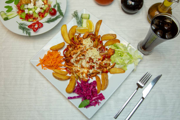 istock Chicken Doner Kebab İn A White Plate 1049973164