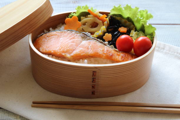 Lunch of grilled salmon