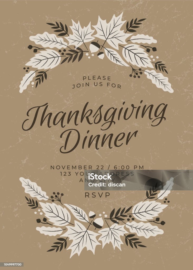 Thanksgiving Dinner Invitation Template Thanksgiving Dinner Invitation Template - Illustration Thanksgiving - Holiday stock vector