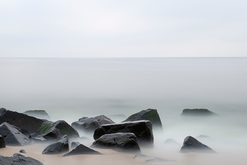 Rocks on beach in New Jersey, USA