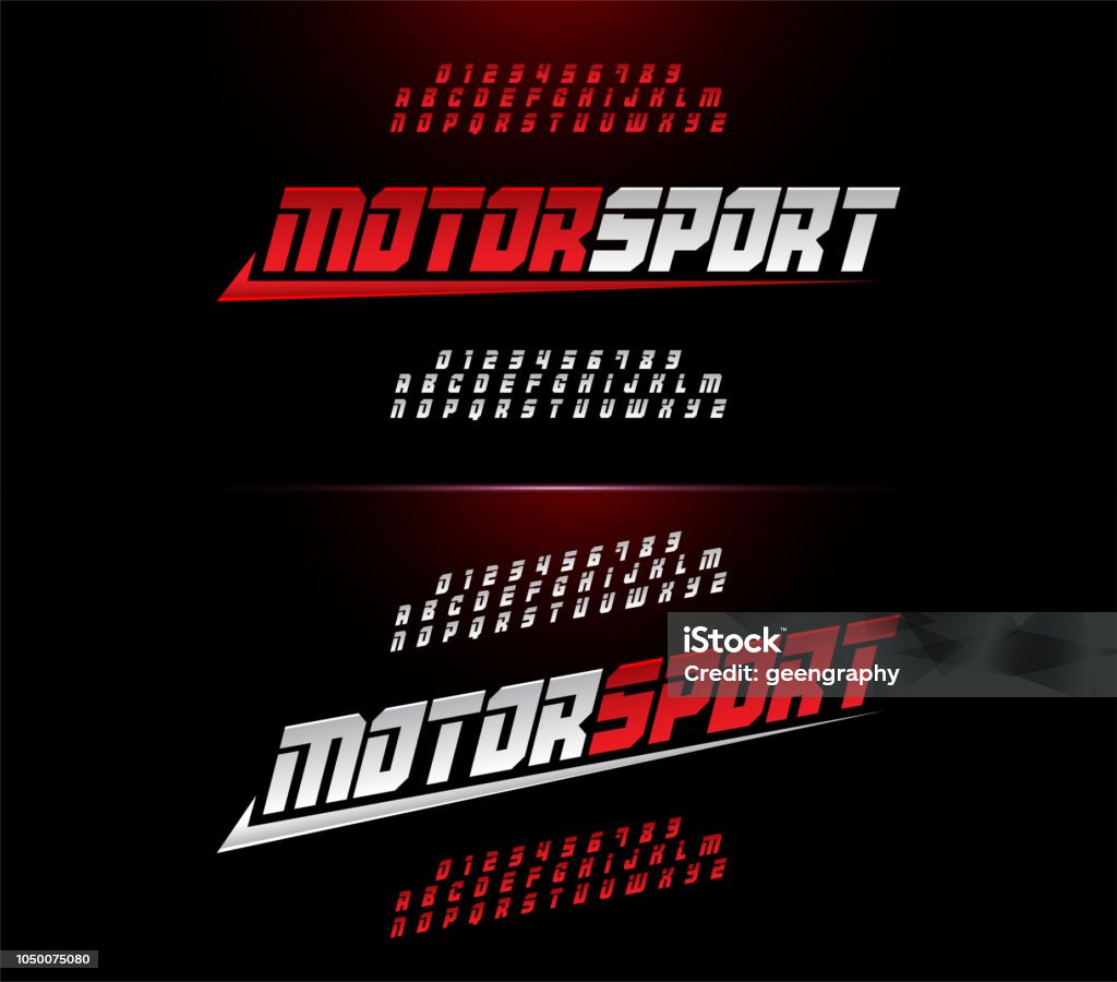 sport alfabeto moderno e font numerici. Tipografia italica per corse automobilistiche. illustratore vettoriale - arte vettoriale royalty-free di Carattere tipografico