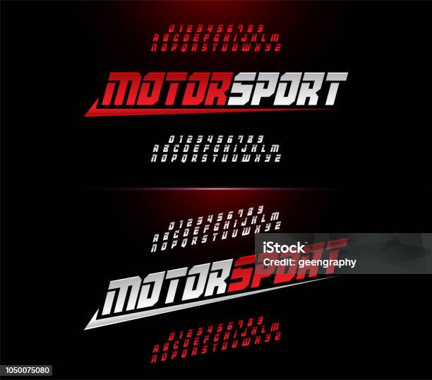 Sport Modern Alphabet And Number Fonts Motor Sport Racing Typography Italic Font Vector Illustrator Stock Illustration - Download Image Now