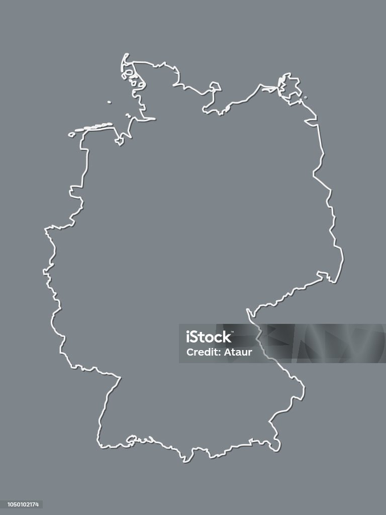 A black and white German map with single border line and shading on dark background A black and white German map with single border line and shading on dark background vector illustration Abstract stock vector