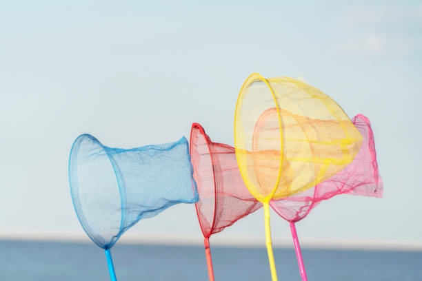 colorful fishing nets on beach
