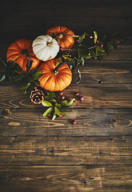 istock Thanksgiving background with pumpkin assortment and berries 1050119318