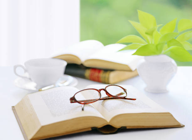 book and glasses  and coffee