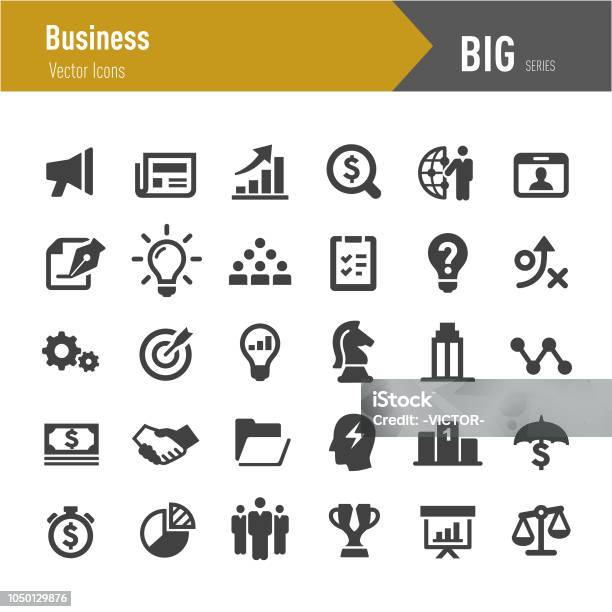 Business Icons Big Series Stock Illustration - Download Image Now - Corporate Business, Agreement, Analyzing