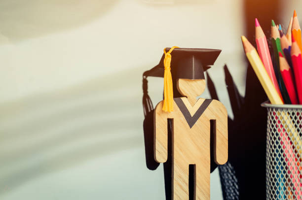 istock E-learning online Back to School concept, Student Sign wood with Black Graduation celebrating cap on computer screen near pencil box. Alternative studying anywhere anytime distance graduate education 1050129948