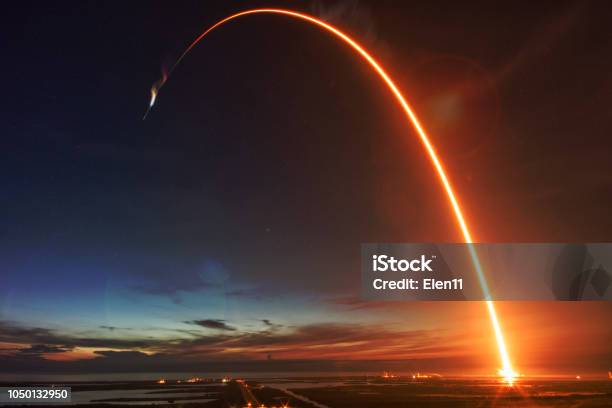 Missile Launch At Night The Elements Of This Image Furnished By Nasa Stock Photo - Download Image Now