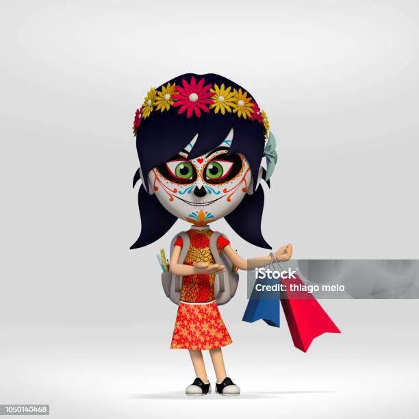 Student Costumed Maexican Skull Stock Photo - Download Image Now - Day Of The Dead, Shopping, Art