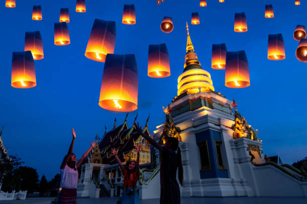 istock Floating lamp in Yee Peng festival. 1050140490
