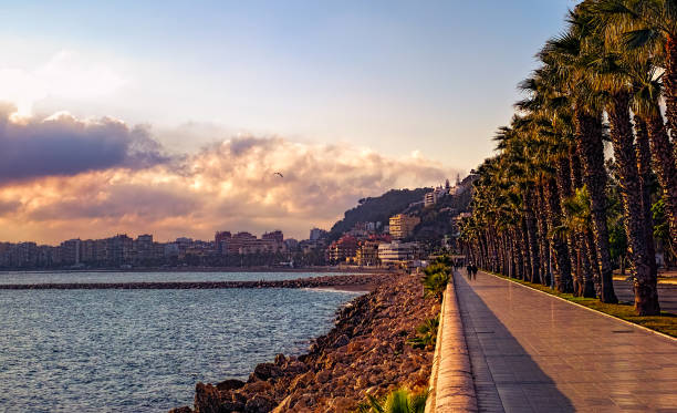 A promenade near Malagueta beach Malaga city, Costa del sol, Spain torremolinos beach stock pictures, royalty-free photos & images