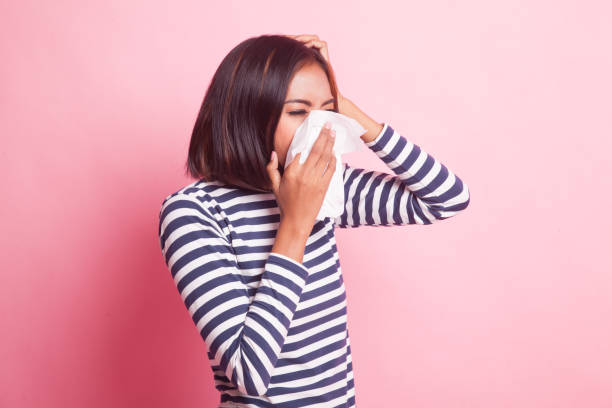 istock Young Asian woman got sick and flu. 1050149114
