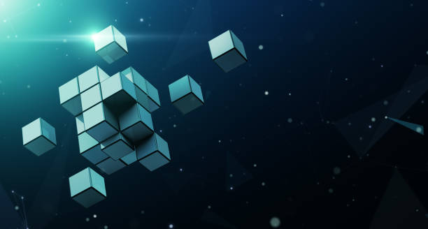 istock Large block dismantles in to small cube with abstract background 1050154372