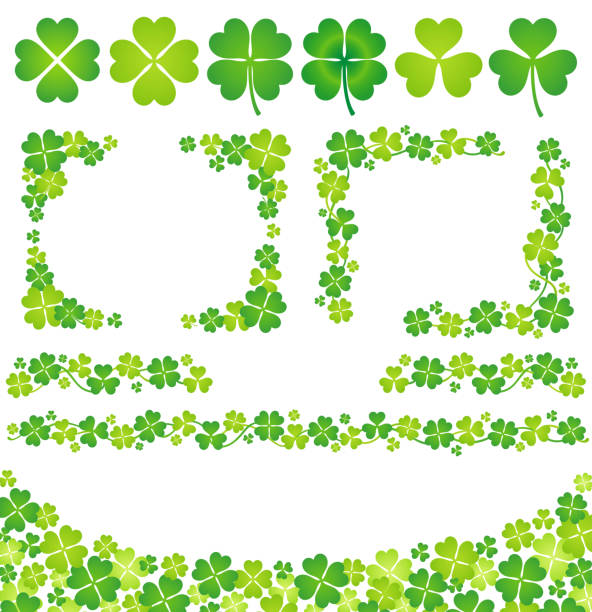 clover decoration. Set of decorative clover. clover icon stock illustrations