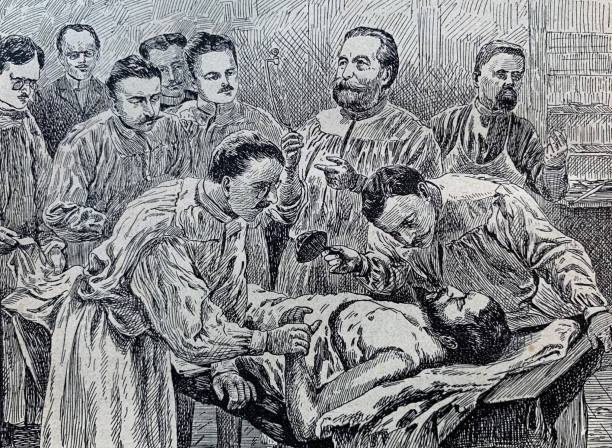 illustrations, cliparts, dessins animés et icônes de ernst von bergmann dans la salle de chirurgie à berlin, clinique chirurgicale - image du xixème siècle