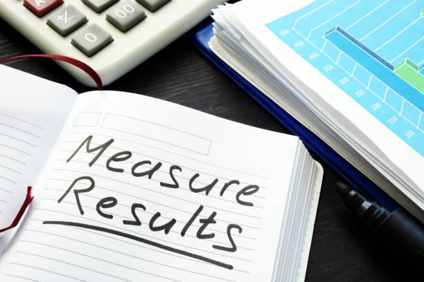 istock Measure results written by hand in a note pad. 1050184224