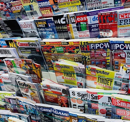 German magazines in a store shelf - October 2018