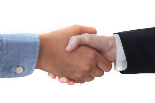 istock Business people shaking hand on white background 1050196738