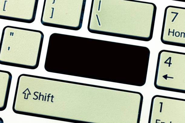 istock Design business Empty copy space text for Ad website promotion isolated Banner template Keyboard key Intention to create computer message, pressing keypad idea 1050206202