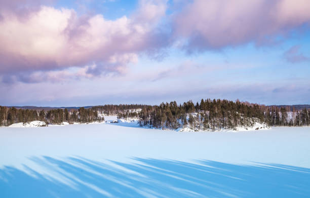 Saimaa lake. Rural winter landscape Coasts of Saimaa lake. Rural winter landscape, Finland saimaa stock pictures, royalty-free photos & images