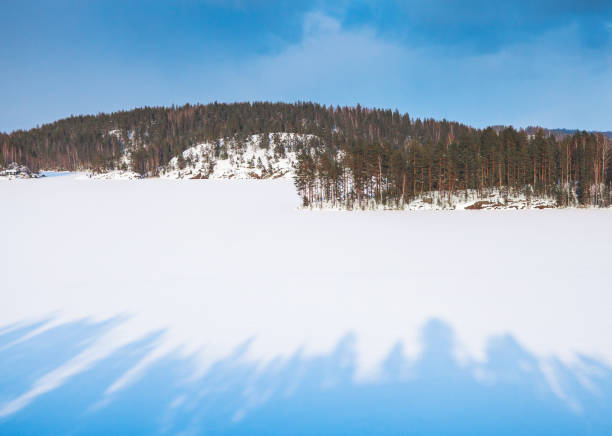 Coasts of Saimaa lake in winter. Winter landscape of Finland