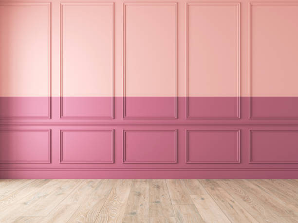 istock Modern classic double color empty interior with wall panels and wooden floor. 1050208402