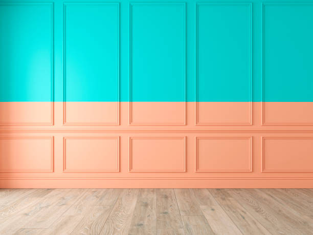 istock Modern classic double color empty interior with wall panels and wooden floor. 1050209434