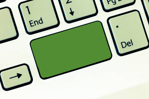 istock Design business concept Empty template copy space text for Ad website isolated Keyboard key Intention to create computer message, pressing keypad idea 1050212274