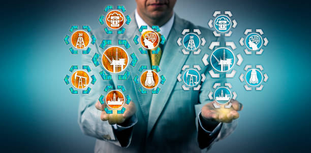 istock Executive Presenting Digital Twin Of Oil Rig 1050212686