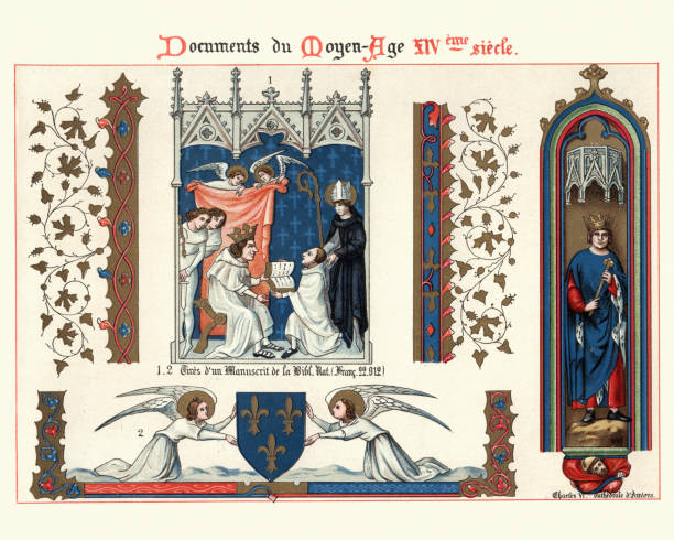 istock Kings and Angels, Medieval decorative art, illuminated manuscripts 14th Century 1050215718