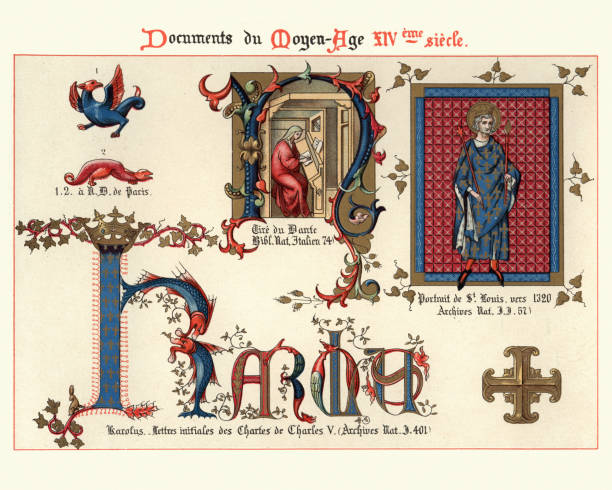 istock St Louis, Medieval decorative art from illuminated manuscripts 14th Century 1050216038