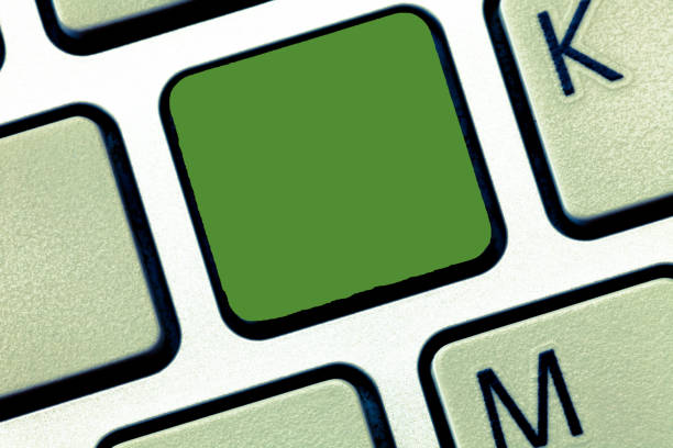 istock Design business concept Empty template copy space text for Ad website isolated Keyboard key Intention to create computer message, pressing keypad idea 1050216750