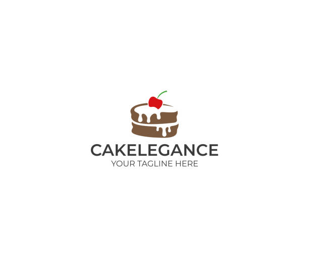 illustrations, cliparts, dessins animés et icônes de création de logo de gâteau. conception de nourriture de vecteur. illustration de cuisson - cupcake chocolate icing candy