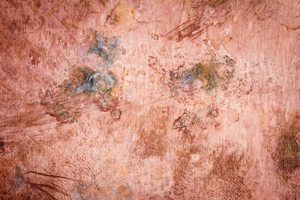istock Scratched dirty dusty copper plate texture, old metal background 1050222746