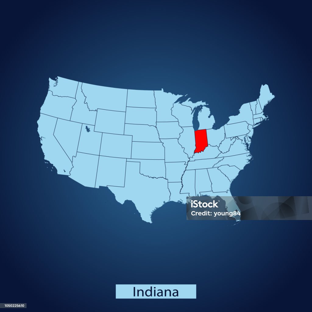 Simple Indianamap Indiana Map Stock Illustration - Download Image Now - Cartography ...