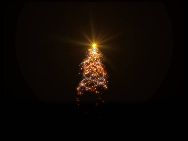 istock Christmas tree magic lights on black background for overlay 1050226334