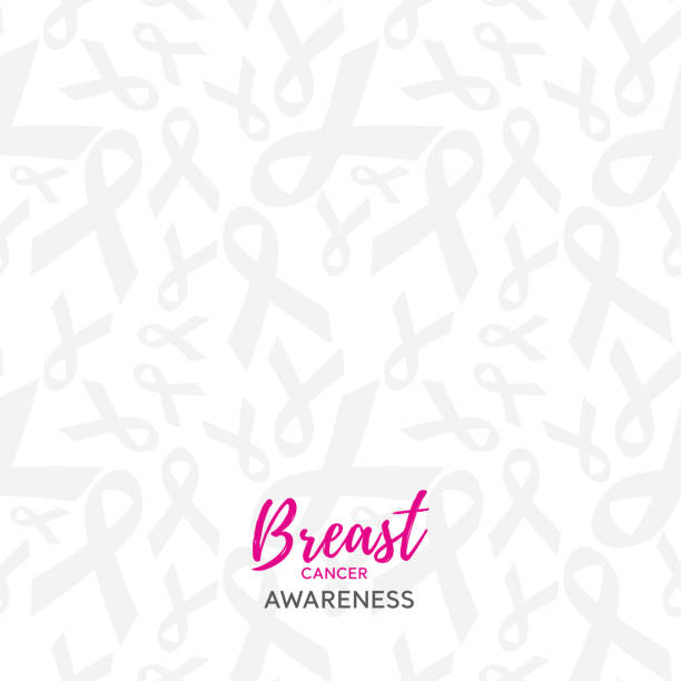 illustrazioni stock, clip art, cartoni animati e icone di tendenza di motivo a nastro su sfondo bianco per la campagna di sensibilizzazione sul cancro al seno - backgrounds pink femininity ribbon